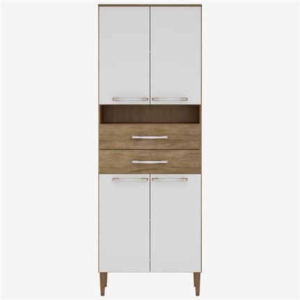 Paneleiro Duplo Bartira Safira Plus com 4 Portas e 2 Gavetas Damasco / Branco Menor preço em Paneleiro Duplo Bartira Safira Plus com 4 Portas e 2 Gavetas Damasco / Branco