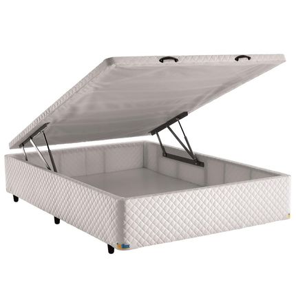 Base Box para Colchão de Casal MGA com Baú 40x138x188cm - Branco Menor preço em Base Box para Colchão de Casal MGA com Baú 40x138x188cm - Branco