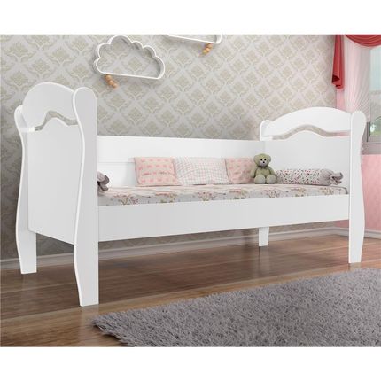 Cama Infantil J&A Móveis Babá Nicole com Proteção Branca Menor preço em Cama Infantil J&A Móveis Babá Nicole com Proteção Branca