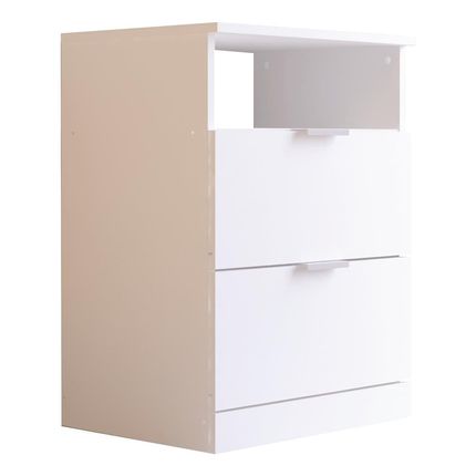 Mesa de Cabeceira Bartira Versatti com 2 Gavetas Branco Menor preço em Mesa de Cabeceira Bartira Versatti com 2 Gavetas Branco