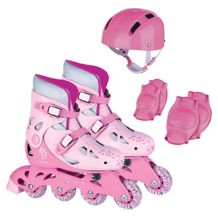 Kit Patins Ajustável Aces Fenix  34-37 AD-01R - Rosa é boa?