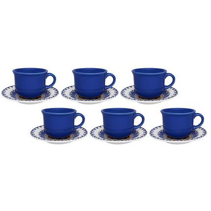 Conjunto de Xícaras para Café Oxford Floreal La Carreta com Pires em Cerâmica 200ml - 6 Peças Menor preço em Conjunto de Xícaras para Café Oxford Floreal La Carreta com Pires em Cerâmica 200ml - 6 Peças