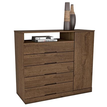 Cômoda Made Marcs Braga com 5 Gavetas e 1 Porta Brauna Menor preço em Cômoda Made Marcs Braga com 5 Gavetas e 1 Porta Brauna