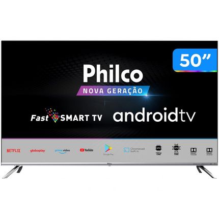 Smart TV UHD D-LED 50" Philco PTV50G71AGBLS - Android Wi-Fi Inteligência Artificial 4 HDMI 2USB Menor preço em Smart TV UHD D-LED 50" Philco PTV50G71AGBLS - Android Wi-Fi Inteligência Artificial 4 HDMI 2USB