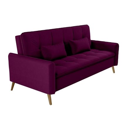 Sofá-cama Matrix Donna em Veludo com Pés Palito Marsala Menor preço em Sofá-cama Matrix Donna em Veludo com Pés Palito Marsala