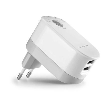 Carregador de Parede 2 Portas USB 2,4A com Timer e Plug Dobrável Branco Multilaser - CB139 Menor preço em Carregador de Parede 2 Portas USB 2,4A com Timer e Plug Dobrável Branco Multilaser - CB139