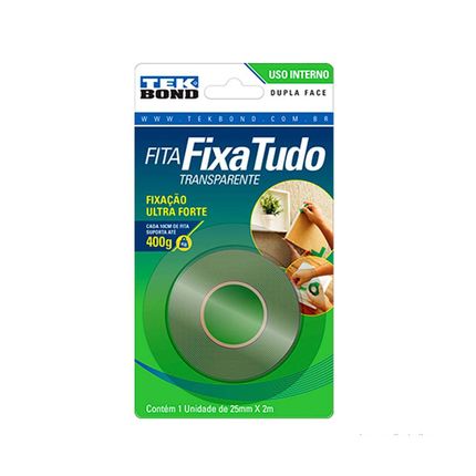 Fita acrílica dupla face para uso interno 25mmx2m incolor Tekbond Menor preço em Fita acrílica dupla face para uso interno 25mmx2m incolor Tekbond