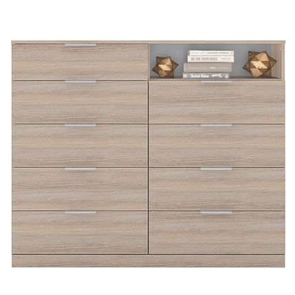 Cômoda Bartira Versatti com 9 Gavetas e Nicho Carvalho Menor preço em Cômoda Bartira Versatti com 9 Gavetas e Nicho Carvalho