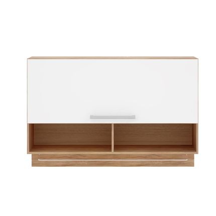 Armário Basculante Bartira Topázio com 2 Nichos Damasco / Branco Menor preço em Armário Basculante Bartira Topázio com 2 Nichos Damasco / Branco