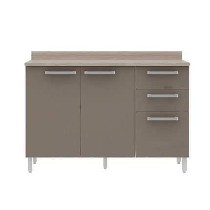 Balcão Triplo Bartira Topázio com 2 Portas e 3 Gavetas Carvalho / Ameixa Menor preço em Balcão Triplo Bartira Topázio com 2 Portas e 3 Gavetas Carvalho / Ameixa