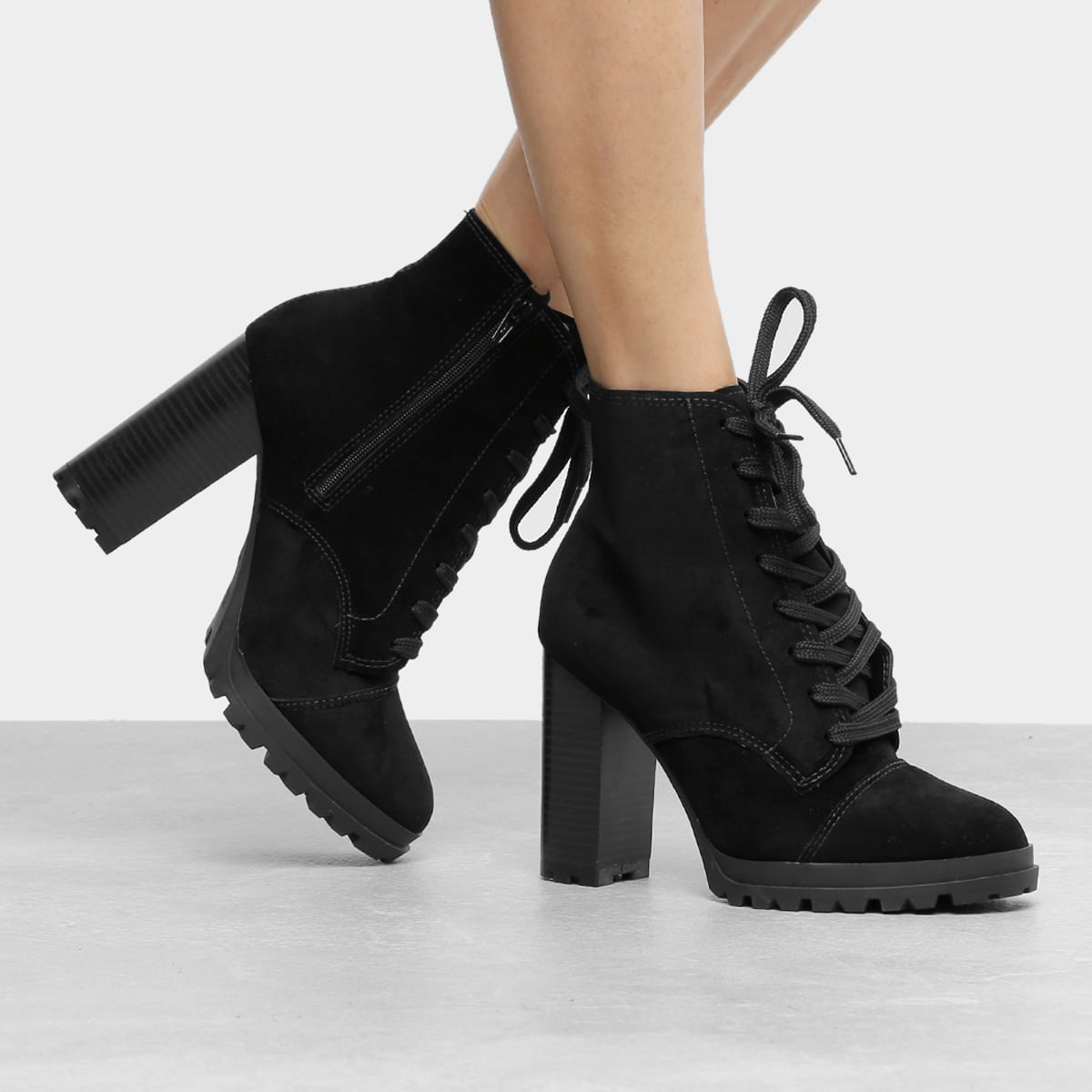 Bota Feminina Cano Curto Salto Grosso Nobuck Vizzano | Marisa