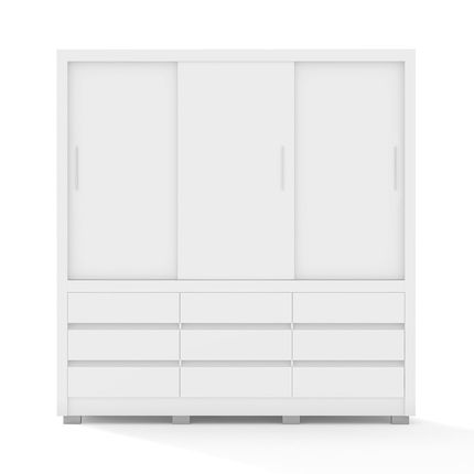 Guarda-Roupa Bartira Arezzo Branco 3 Portas 9 Gavetas Casal Menor preço em Guarda-Roupa Bartira Arezzo Branco 3 Portas 9 Gavetas Casal