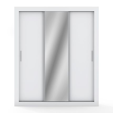 Guarda-Roupa Bartira City com 3 Portas de Correr e 1 Espelho Branco Fosco Menor preço em Guarda-Roupa Bartira City com 3 Portas de Correr e 1 Espelho Branco Fosco