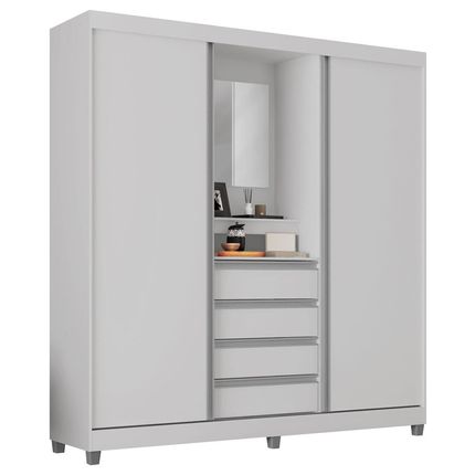 Guarda-Roupa Bartira Fortaleza II Branco 2 Portas 4 Gavetas Solteiro Menor preço em Guarda-Roupa Bartira Fortaleza II Branco 2 Portas 4 Gavetas Solteiro