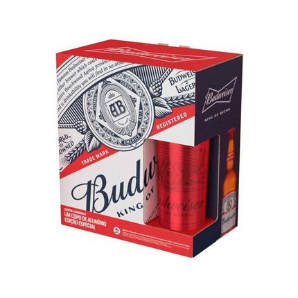 Kit Cerveja Budweiser American Standard Lager - 4 Unidades 330ml com 1 Copo Menor preço em Kit Cerveja Budweiser American Standard Lager - 4 Unidades 330ml com 1 Copo