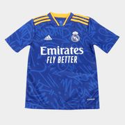 Camisa Real Madrid Juvenil Away 21/22 s/n° Torcedor Adidas Azul+Laranja 7/8A