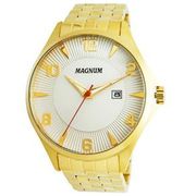 Relógio Masculino Analógico Magnum MA33291H - Branco/Dourado.