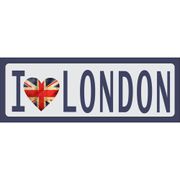 Placa Decorativa Kapos I Love London em MDF e Papel 10 x 30 cm - Azul/Branco/Vermelho