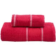 Jogo de Toalhas de Banho Döhler Algodão - Jacquard Premium FJ-5968 Vermelho 2 Peças Vermelho