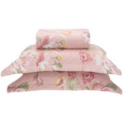 Colcha Casal Bett Design Microfibra - Romantic Flowers Rosa 3 Peças Casal