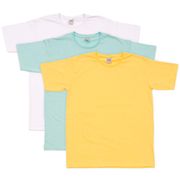 Conjunto Camiseta Masculina CDKA Malhas Amarelo/Branco/Azul Bebê - 3 Peças P