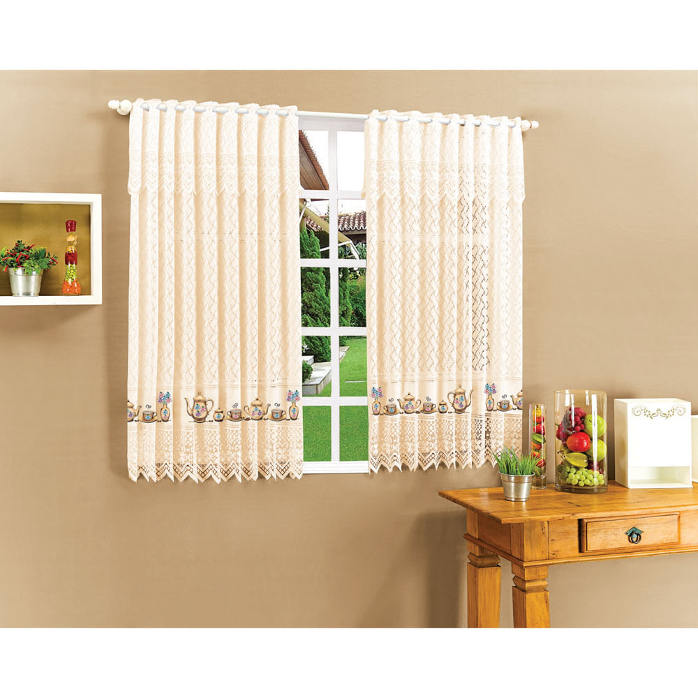 Cortina Para Cozinha Princesa Do Lar Bule 120×220 Cm Bege Cortina Para Cozinha Princesa Do Lar Bule 120×220 Cm Bege