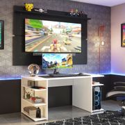 Mesa para Computador Gamer e Painel TV Madesa Branco/Preto Cor:Branco/Preto