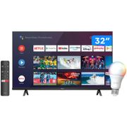 Smart TV 32&quot; HD LED TCL S615 Google Assistente - Android + Lâmpada Inteligente RGB Dimerizável 10W