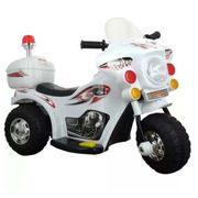 Mini Moto Elétrica Triciclo Infantil Polícia Bombeiro 7,5V Branca Certificado Inmetro Moto Elétrica Infantil Branca Com Luzes Efeitos Sonoros 7,5V Certificado Inmetro