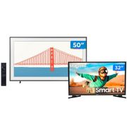 Smart TV 50&quot; 4K QLED Samsung The Frame 50LS03A - Wi-Fi + Smart TV HD LED 32&quot; Samsung 32T4300A