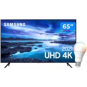 Smart TV 65&quot; Crystal 4K Samsung 65AU7700 HDR - Alexa Built in + Lâmpada Inteligente RGB 10W