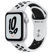 Apple Watch Nike SE GPS, 44mm Caixa Prateada de Aumínio com Pulseira Esportiva Nike Platina/preto