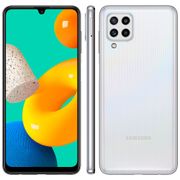 Smartphone Samsung Galaxy M32 Branco 128GB, 6GB RAM, Câmera Quádrupla, Selfie de 20MP, Tela Infinita de 6.4" de 90Hz, Octa Core e Bateria de 5000mAh