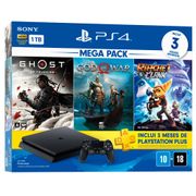 Console PlayStation 4 Slim 1TB Mega Pack 3 Jogos Fantásticos - Ghost of Tsushima + God of War + Ratchet & Clank + PSN Plus 3 Meses.
