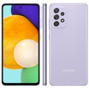Smartphone Samsung Galaxy A52 Violeta 128GB, 6GB de RAM, Tela Infinita 6.5\", Câmera Traseira Quádrupla, Bateria de 4500mAh, Dual Chip e Octa Core.