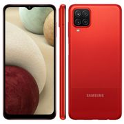 Smartphone Samsung Galaxy A12 Vermelho 64GB, Tela Infinita de 6.5\", Câmera Quádrupla, Bateria 5000mAh, 4GB RAM e Processador Octa-Core.