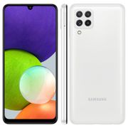 Smartphone Samsung Galaxy A22 Branco 128GB, 4GB RAM, Câmera Quádrupla Traseira, Tela Infinita de 6.4", Bateria de 5000mAh, Dual Chip e Octa Core