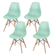 Conjunto 4 Cadeiras Eames c/ Pés em Madeira Verde Coisas