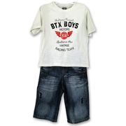 Conjunto Infantil Camiseta BTX Boys Motors e Bermuda em Jeans Camiseta BTX Motors e Bermuda 6T
